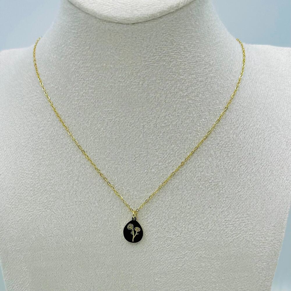 Dalia Water Drop Flower Print Pendant Necklace - Picture 3 of 5